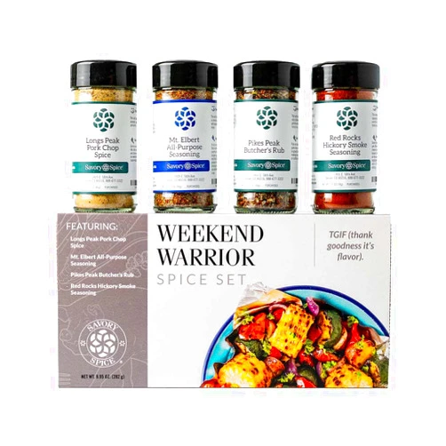 Savory Spice Shop Savory Spice Weekend Warrior Spice Gift Set - BBQ Rub Gift Set of (4) BBQ & Grilling Seasonings & Dry Rubs | Includes Pork Chop Spice, All-Purpose Seasoning, Butcher's Rub & Hickory Smoke Seasoning