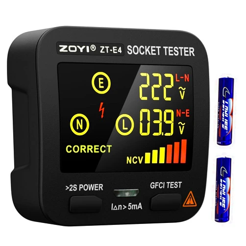 ZOYI Outlet Tester - 2024 Professional Circuit Tester with LCD Display, GFCI Tester or Standard 3-Wire 120V Electrical Receptacles