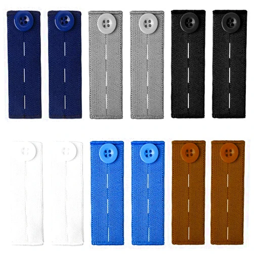 Prudiut 12 PCS Elastic Waistband Extenders, Adjustable Waist Extenders for Pants for Women and Men, Pregnancy Pants Extender Jeans Pants Button Extender (6 Colors)