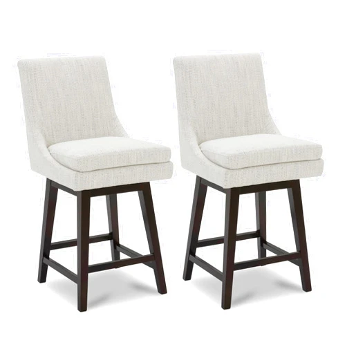 CHITA Bar Stools Set of 2, Counter Height Swivel Barstools, FSC Certified Morden Upholstered Fabric Counter Chairs with Back Support, 26.8