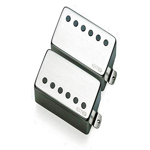 EMG 57/66 Bridge and Neck Humbucker Guitar Pickups Set, Brushed Chrome