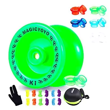 MAGICYOYO Responsive YoYo K1-Plus with Yoyo Bag + Yoyo Strings and Yo-Yo Glove Gift (Green) + 4 Pairs of K1 Yoyo Hubstacks