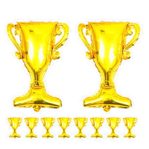 LUOZZY 10 Pcs Gold Trophy Champion Foil Balloons for Graduation Ceremony Birthday (Gold)