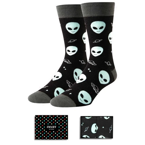 Zmart Space Cosmic Socks for Men Teens - Bigfoot Socks, Sasquatch, Alien & UFO Gifts for Sci-Fi Enthusiasts