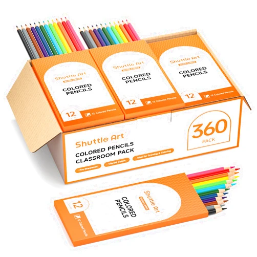 Shuttle Art 360 PCS Colored Pencils Bulk, 12 Assorted Colors, Pack of 30, Break-resistant, Pre-sharpened Colored Pencils for Kids, Bulk Pack School Supplies for Teachers & Students