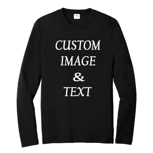 Just Customized Personalized Long Sleeves Tee Shirt, Custom Tee Shirt, Upload Photos and Type Text, Design Your Own Tee