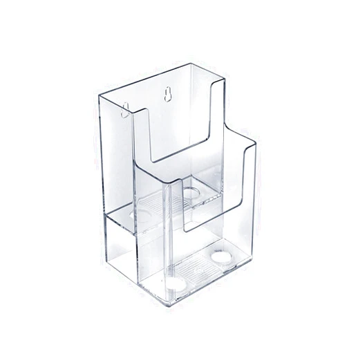Azar Displays 252032 Clear Two-Tier Tri-Fold Brochure Holder, Acrylic Boxes for Display - Table Menu Holder Stands (4.25” W by 3.75” D by 7” H)-Tabletop Pamphlet Holder - 2-Pack