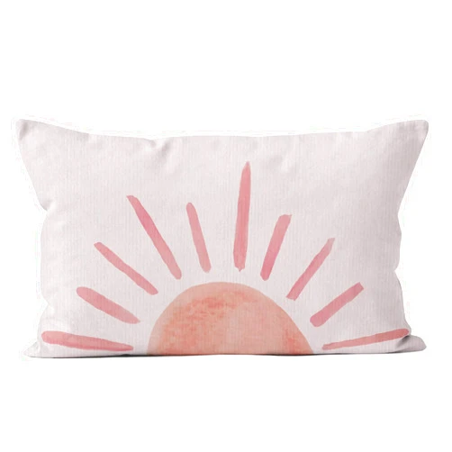 HIWX Abstract Boho Sun Decorative Pillowcase Throw Pillow Cover, Minimalist Art Sunrise Sunshine for Sofa Bed Room Home Bohemia Decor 12 x 20 Inch Pillow Case (Pink)