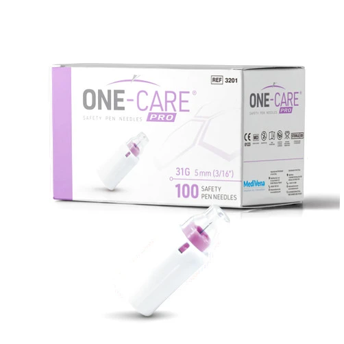 ONE-CARE PRO Safety Pen Needles 31G x 5mm (3/16’’), 100ct Box