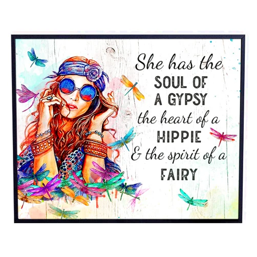 YELLOWBIRD ART & DESIGN Boho-chic Home Decor - Hippie Room Decor - Boho Living room Decoration - Inspirational Quotes Wall Art - Inspirational Gifts for Women Teen Girls - Hippy gypsy Fairy Dragonfly Poster 8x10