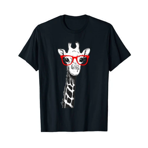 Giraffe Zoo Animal Lovers Giraffe with Red Glasses for Zoo Animal Lovers T-Shirt