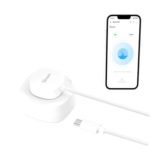 SONOFF SNZB-05P Zigbee Water Leak Sensor with Detection Cable, Wireless Mini Flood Detector for Alarm System and Smart Home Automation, Water Sensor Alarm for Kitchen Bathroom Basement 1Pack