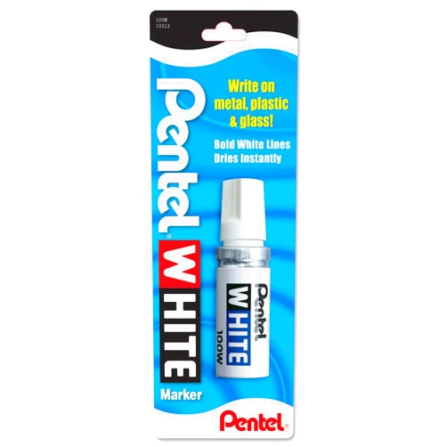 Pentel Permanent Marker, White, Broad Point, 1 Pack (100W)
