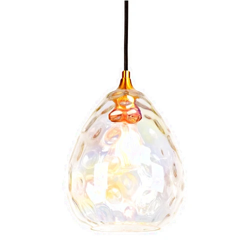 Homebelife Gold Pendant Lighting with Stained Hammered Glass Shade, 1-Light Art Deco Hanging Lamp for Kitchen Island, Dining Room, Bedroom