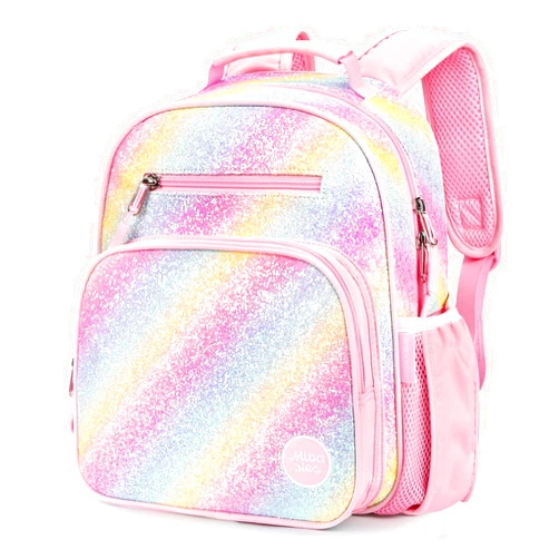 mibasies Toddler Backpack for Girls and Boys 2-4, Preschool Kindergarten Backpack, Cute Kids Backpacks for Girls（Glitter Twill Pink）