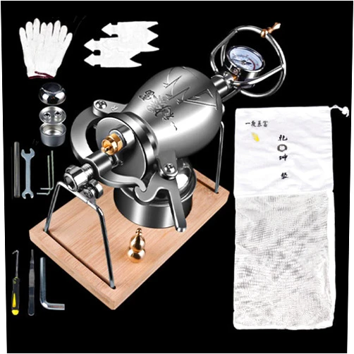 LÜZHONG NOVIIML Hand Popcorn Machine Home Small 304 Stainless Steel Grain Amplifier Vintage Nostalgic Mini Popcorn Pops,High Pressure Popcorn Maker Machine Handle Gas Heating Slow Boost with Pressure Gauge