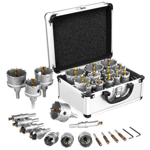 Hocamel 16PCS Hole Saw Kit for Hard Metal,Upgrade Heavy Duty Carbide,12 Sizes Including 5/8