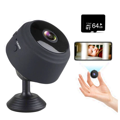 MIROTIC Hidden Mini Spy Camera (Include a 64G SD Card), with Audio and Video Live Feed WiFi Wireless Cameras, 1080P HD Nanny Cam with Night Vision Motion Detection for Home Car (2021 New Version)