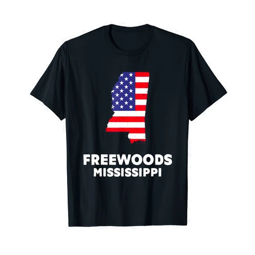 4th of July American Flag Freewoods, MS Distressed Patriotic USA Flag Freewoods, Mississippi T-Shirt