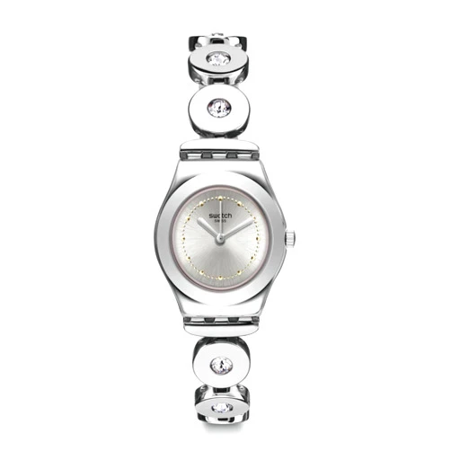 Swatch Women's Time (Core) Swiss Quartz Stainless Steel Strap, Gray, 12 Casual Watch (Model: YSS317G), grey