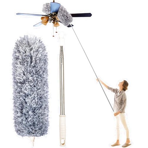 Newliton Dusters for Cleaning High Ceiling Fan, Newliton Microfiber Feather Duster with 30'' to 100'' Telescoping Extension Pole, Long Extendable Duster for Home Car Furniture Cobweb