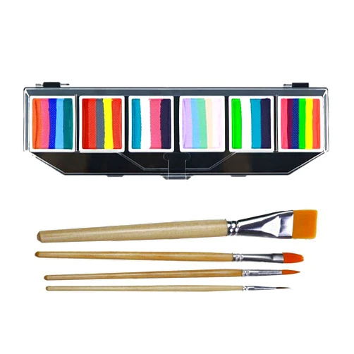 EGOBUY Face-paint-kit,Facial Painting Set 6x10g Professional Makeup Split Cake Plate * Waterborne Rainbow Face&Body Paint Set Suitable for Parties, Halloween, Christmas
