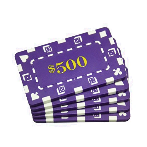 MRC POKER MRC 5 Pcs Denominated Rectangular Poker Chips Plaques $500 Purple