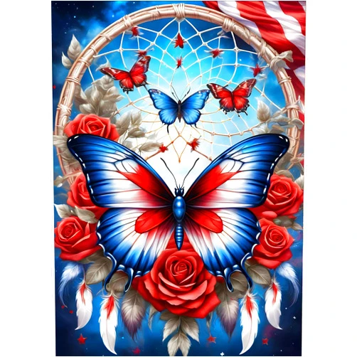 GDYEEH DIY 5D Flowers Butterfly Diamond Art Kits, Round Full Drill Fantasy Diamond Painting Picture, Dreamcatcher Painting by Numbers Art Kits for Adults Beginners Home Wall Decor 12x16 inch
