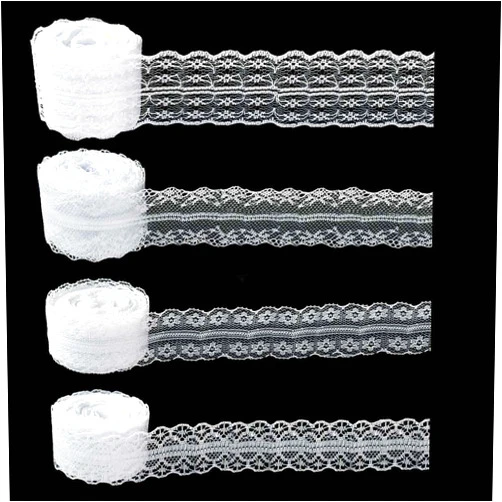 Yuntop 40 Yards White Lace Ribbon Gift Wrapping Wedding Lace Ribbon Dress Decoration Sewing Crafts Lace Crochet Ribbon Vintage Cotton Lace Rolls Lace Trim Scalloped Edge for Bridal Christmas Supply (4 Style)