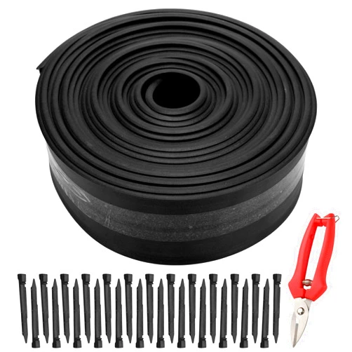 Lasnten 40 ft Landscape Edging Coil Kit 4 Inch Tall Black Flexible Rubber Lawn Edging Border with 25 Plastic Stakes Landscaping Garden Edging for Outdoor Lawn Flower Bed DIY Supplies