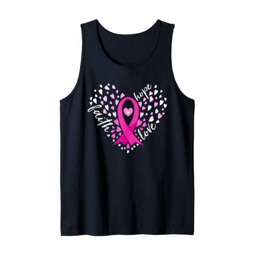 Faith Hope Love Breast Cancer Awareness Apparel Faith Hope Love Breast Cancer Awareness Pink Ribbon Warrior Tank Top