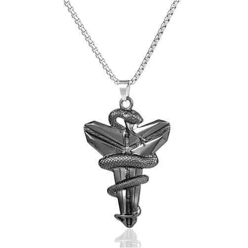 Angyape Mamba Necklace for Men, 2025 New Year of Snake Necklace Hip-Hop Stainless Steel Mamba Pendant Chain Chinese Zodiac Animal Good Luck Necklace Snake Lucky Charms Necklace Jewelry for Women