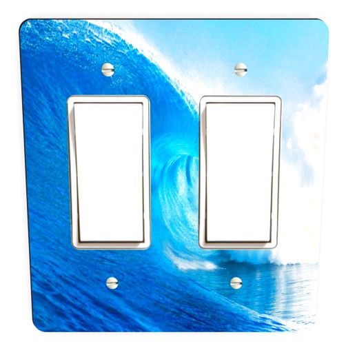 Sam Sandor Wild Waves - Surfing Waves - Blue Waves - Huge Wave -Light Switch Plate Cover - Double GFI Double Rocker - Two Gang Switch Plate Cover Switch Plate Cover, WildWaves-Su