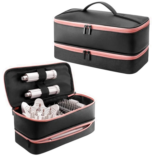 Adworte Travel Carrying Case for Hair Dryer for Shark FlexStyle Speedstyle for Dyson Airwrap Hair Dryer Bag Double-Layer Beauty Styler Organizer Hair Tool Storage Bag Hairdryer Accessories Black Case