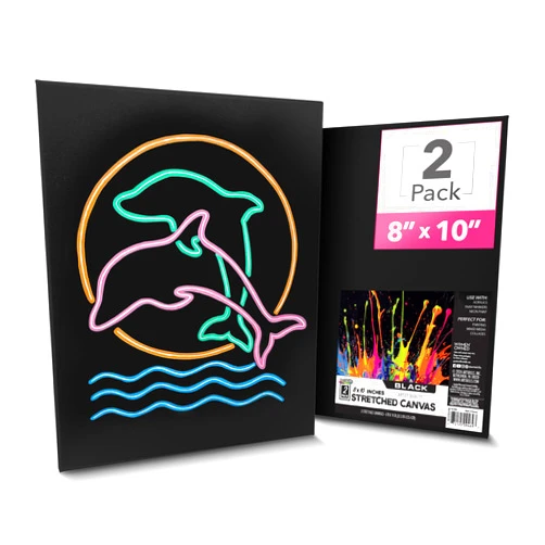 ArtSkills Black Canvas, Stretched Canvases for Painting, 8x10 Black Canvas Painting Supplies for Artists, Black Art Canvas Pack, 2-Pack