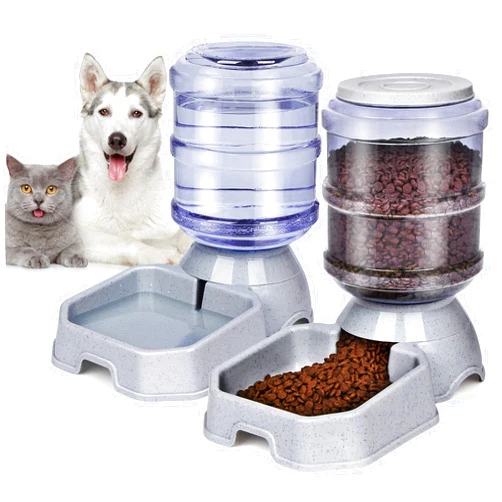 Ciconira Pet Feeder and Water Food Dispenser Automatic for Dogs Cats, 100% BPA-Free, Gravity Refill, Easily Clean, Self Feeding for Small Large Pets Puppy Kitten Rabbit Bunny