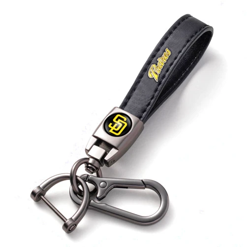 VWDDWL for San Diego Padres Keychain, Car Keychains Suitable for San Diego Padres Baseball Fans, Key Chain Keyring with Logo With San Diego Padres Car Accessories,Family Present,Black