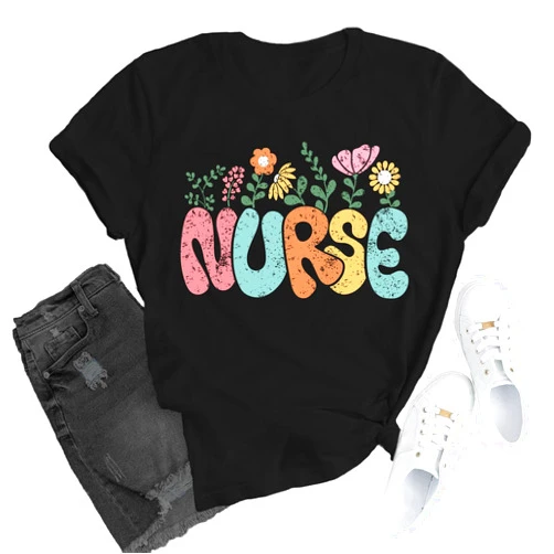 TUPOSU Nurse Shirts for Women Nurse Life T-Shirt Nurse Appreciation Week Tee Tops