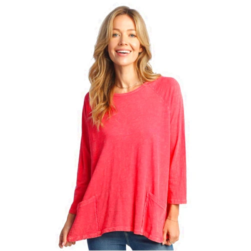 Jess & Jane Women's Coloring Mineral Washed Patch Pocket Cotton Tunic