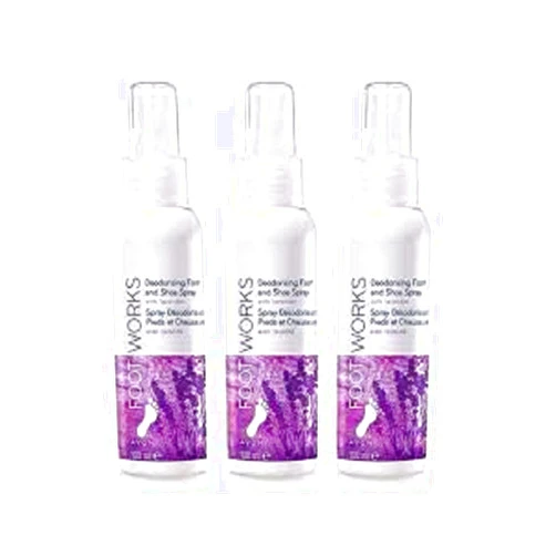 AVON 3x Avon Foot Works Deodorising Foot And Shoe Spray With Lavender- 100ml(300ml)