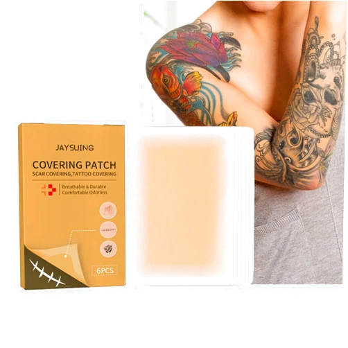 GoLashFun Tattoo Cover Up Tape, Invisible Concealer Patch Skin Tattoos Scars Concealer Cover Up Patch Invisible Waterproof Skin Color Cover Up Patch,6 Count (Pack Of 1)