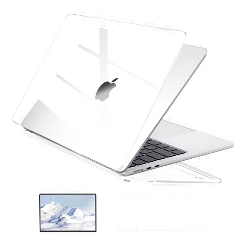 EooCoo Case Compatible with 2024 2023 2022 MacBook Air 13 inch Case M3 A3113 M2 A2681, Clear Air 13.6
