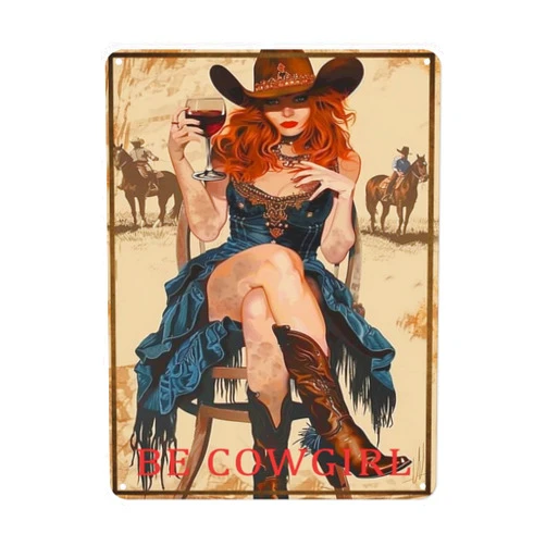 RYHUZIH Vintage Metal Tin Sign Posters - Be Cowgirl - for Room Wall Decor Retro Sign for Home Office Club Cafe Bar Bathroom Poster -Wall Art Decoration-Gitf8x12 Inchinch