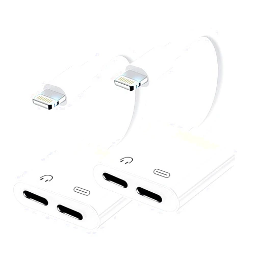 Kinhaly [Apple MFi Certified] 2 Pack iPhone Headphone Adapter, Lightning to 2 Lightning Adapter,Headphone dongle for iPhone 14/13/12/11/XS/XR Support Audio+Charge+Call+Volume