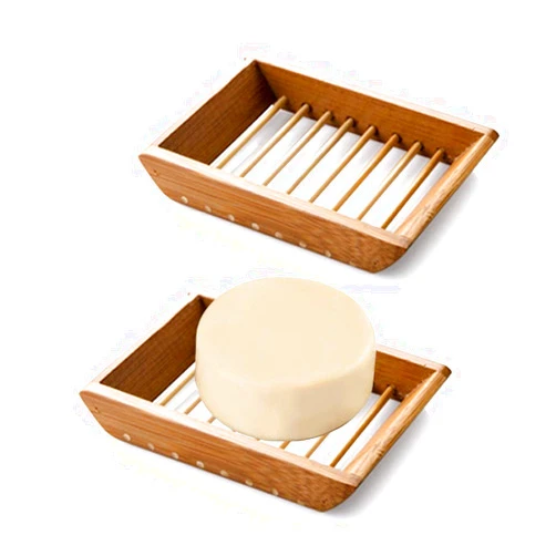 Kaxich 2 Pack Bamboo Wooden Soap Dish Shower Soap Storage Holder Saver Soap Tray Plate for Bathroom Shower Vanities Kitchen Sink