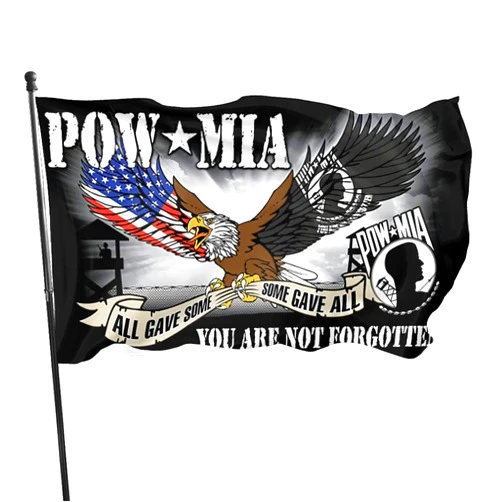 Hnjgno Pow Mia Eagle Flag 3x5 Ft You are Not Forgotten War Flag Double Sided Mirror Printing Veterans Memorial Day Flag Polyester for Outdoor House Banner Decor Patriotic Flags
