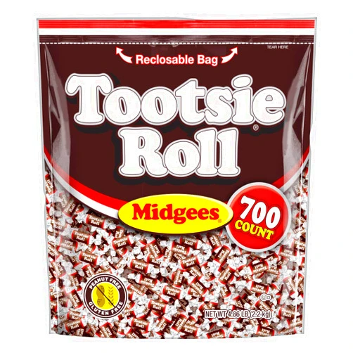 Tootsie Roll Midgees - Chewy Chocolate Gluten-Free Holiday Candy - Resealable Bag of Individually Wrapped Candies for Kids, Parties, Classroom - 700 Count (Pack of 1)