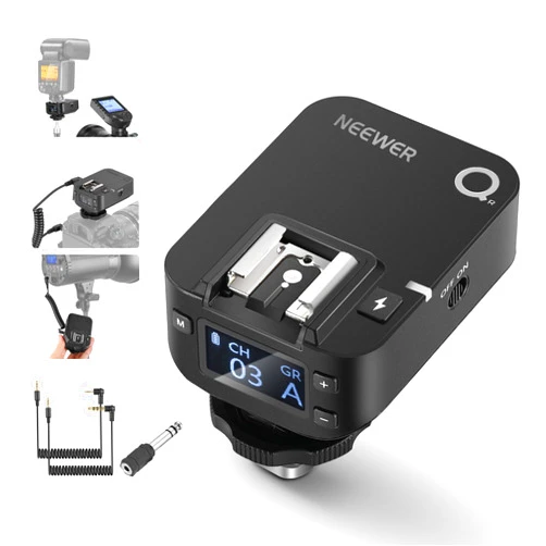 NEEWER QR 2.4G Wireless Flash Receiver for NEEWER QPRO-C, QPRO-N, QPRO-S Triggers, Single Contact with 2.5mm Sync Port, Hot Shoes, 1/4