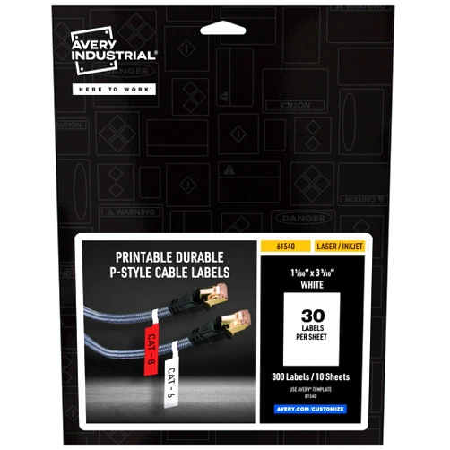 Avery Cable Labels, P-Style Self-Adhesive Cord Labels, 1.02