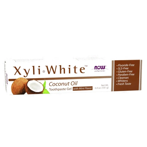 NOW Foods Solutions, Xyliwhite™ Toothpaste Gel, Coconut Oil, Cleanses and Whitens, Cool Coconut-Mint Taste, 6.4-Ounce